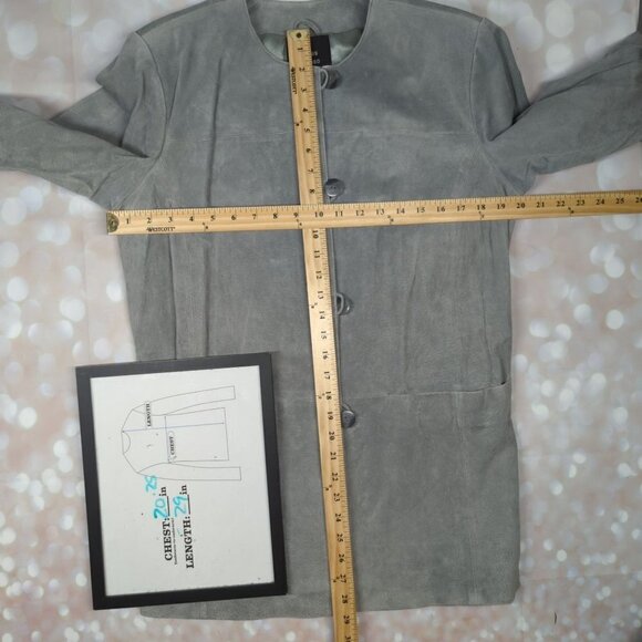 Dennis Basso Grey Suede Jacket with Matching Scarf, Women's Small NWT - Picture 6 of 12
